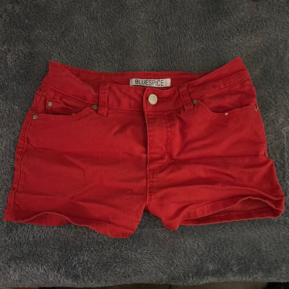 Blue Spice Red Jean Shorts Vibrant Denim